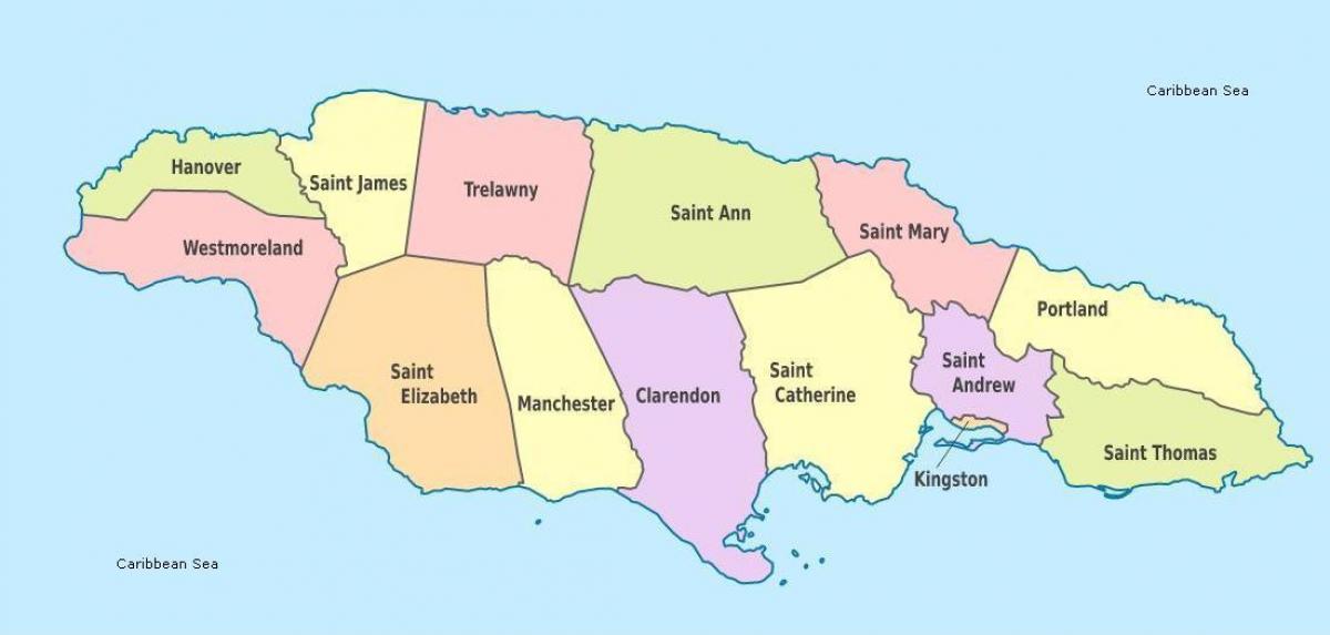 מפה של ג ' מייקה עם קהילות ובירות