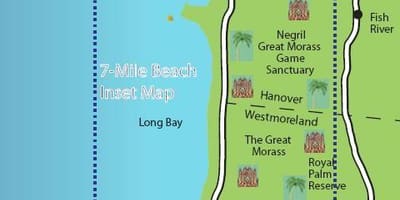 מפה של negril ג 'מייקה 7 מייל ביץ'